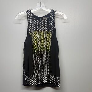 charlie jade Black and White Geometric Print Sleeveless Blouse